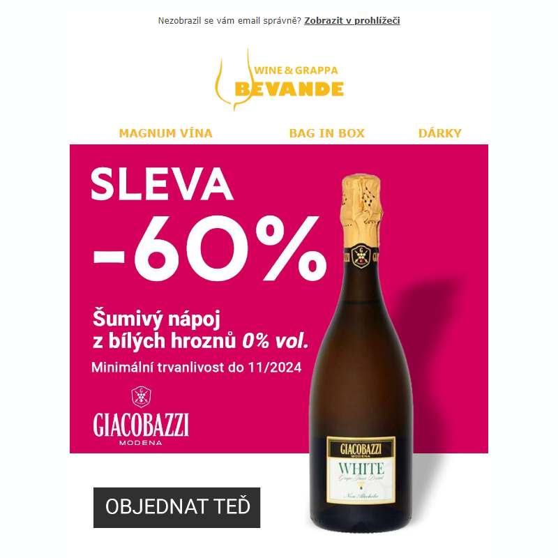 Šumivé nealko se slevou -60%. _ Platí do vyprodání zásob.