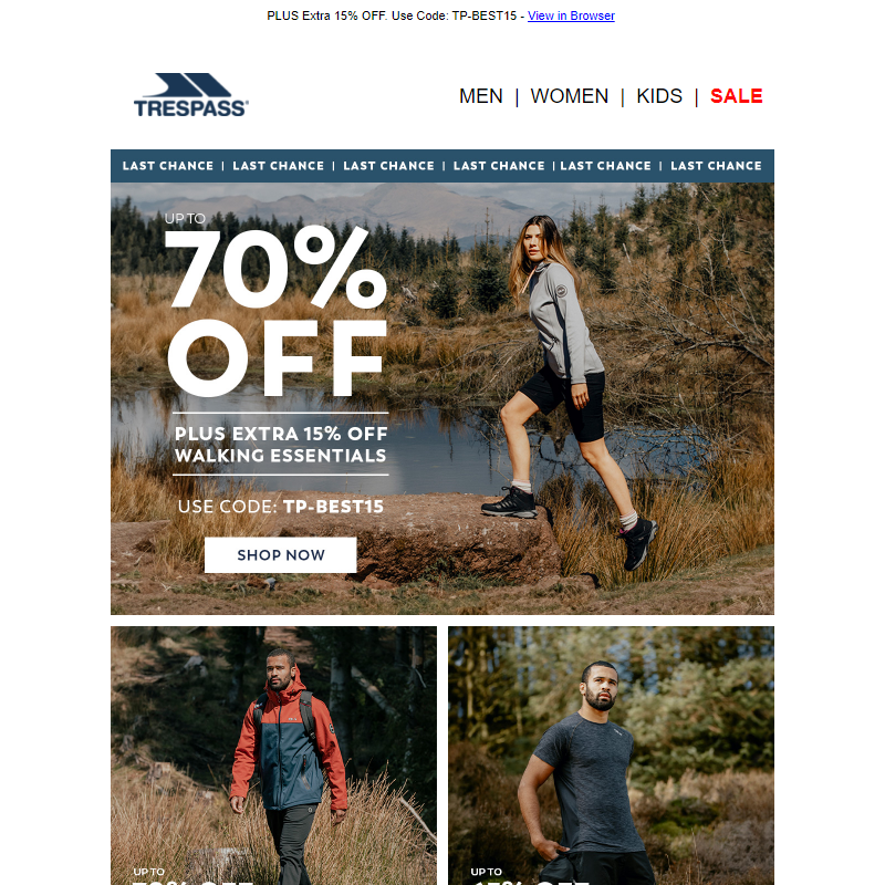 LAST CHANCE | Up to 70% OFF Walking Essentials