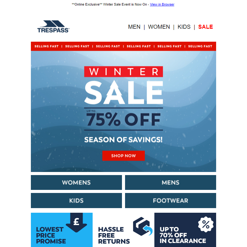 Selling Fast __ Up to 75% OFF Winter Sale