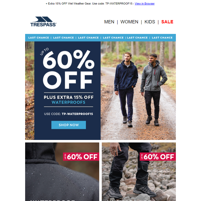 Last Chance __ Up to 60% OFF Waterproofs