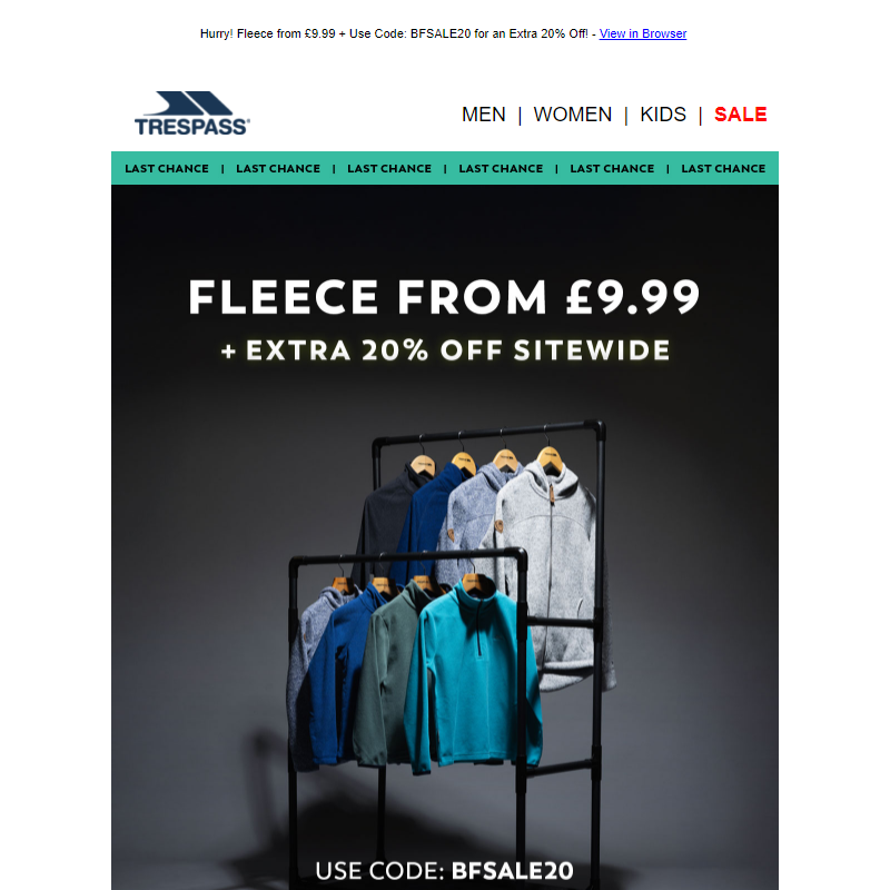 _ Fleece from _9.99 + Extra 20% Off!