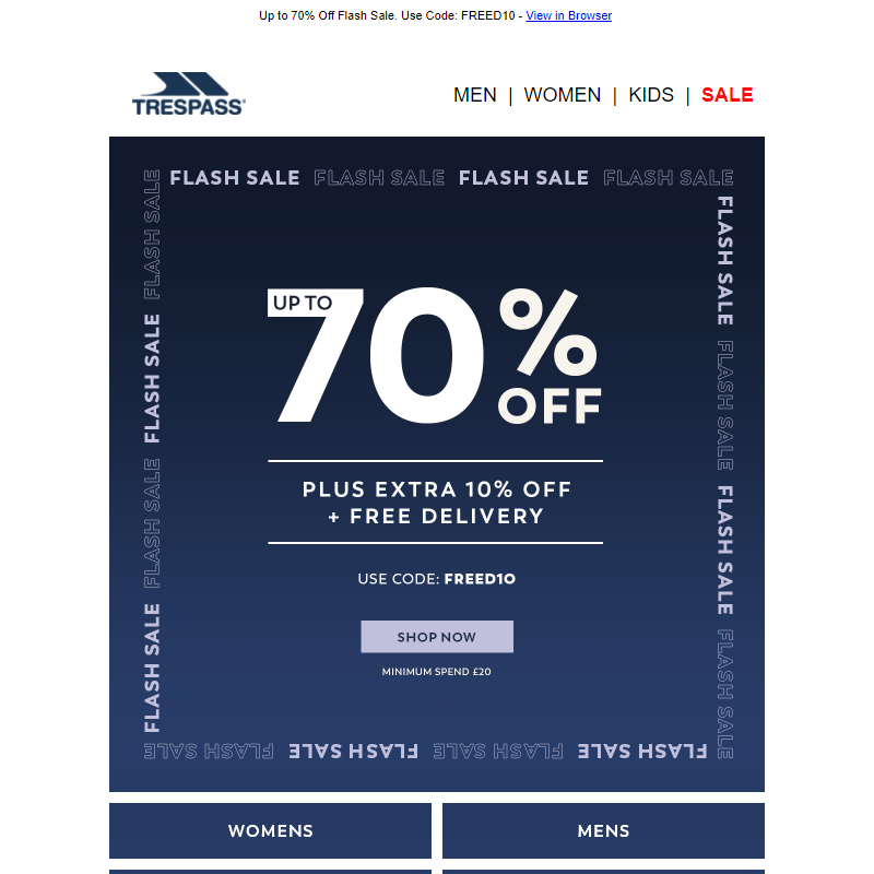 Extra 10% Off + Free Delivery