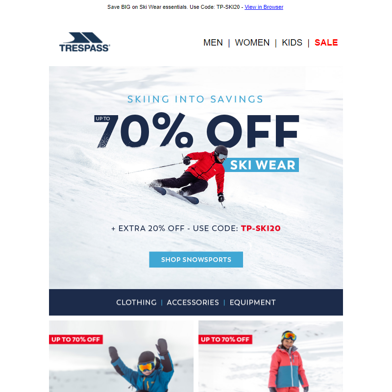 SKI __ Up to 70% OFF + Extra 20% OFF