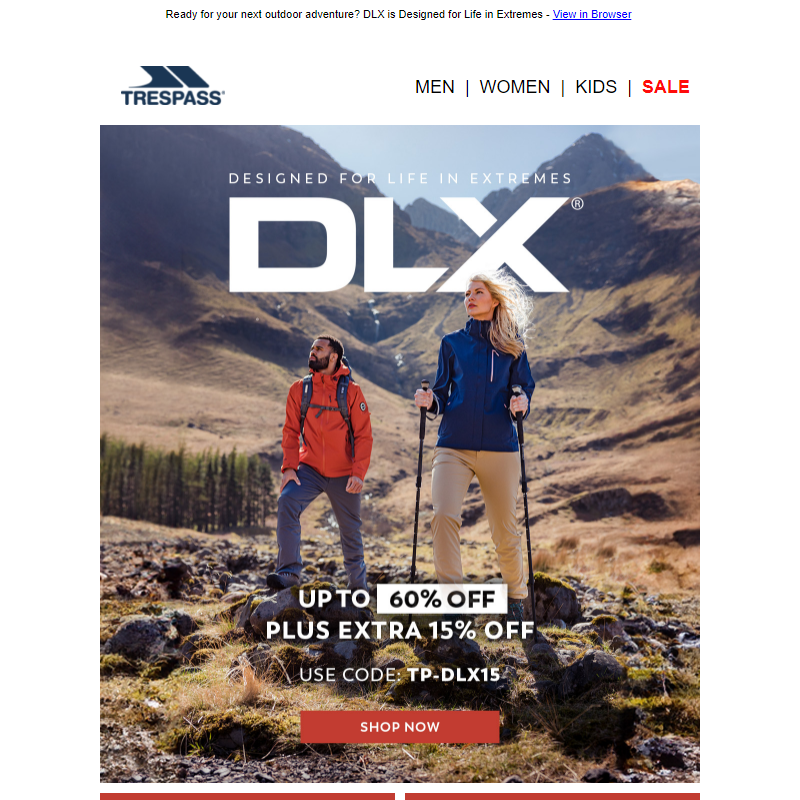 Up to 60% Off + Extra 15% Off DLX