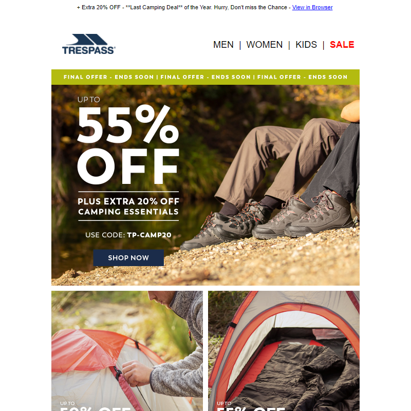 ENDS SOON __ Up to 55% OFF Camping