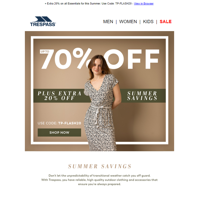 Up to 70% Off Summer Savings