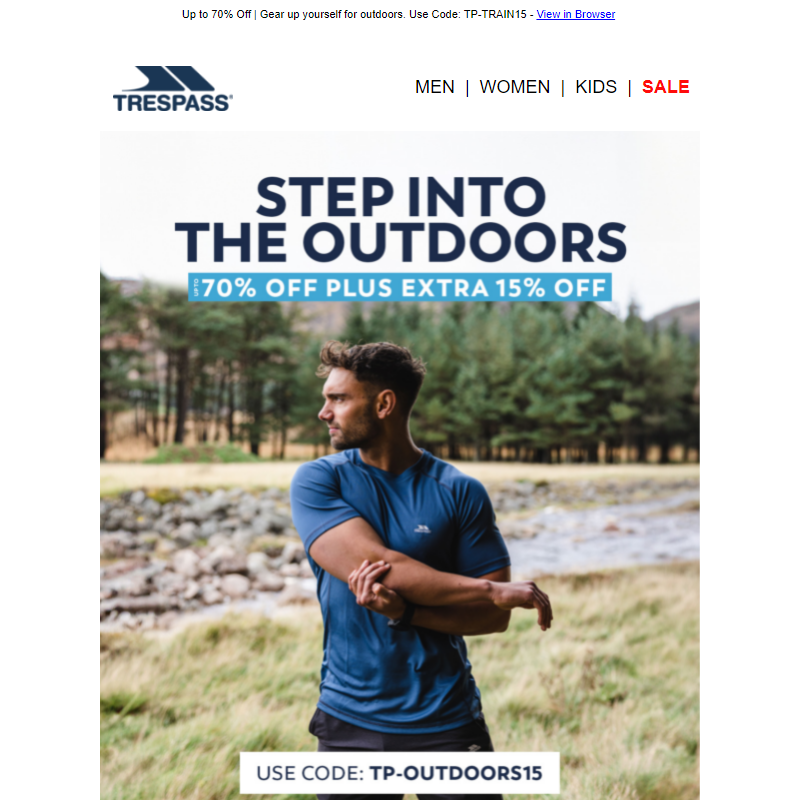Step into the Outdoors _ Extra 15% OFF Sitewide