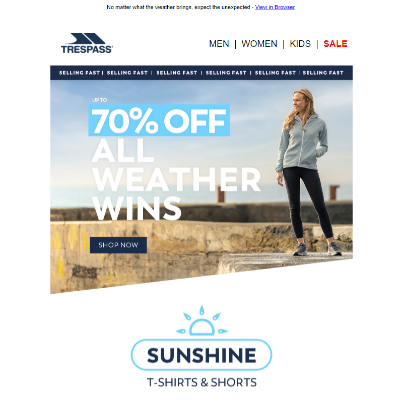 Up to 70% off | All Weather Wins - Selling Fast