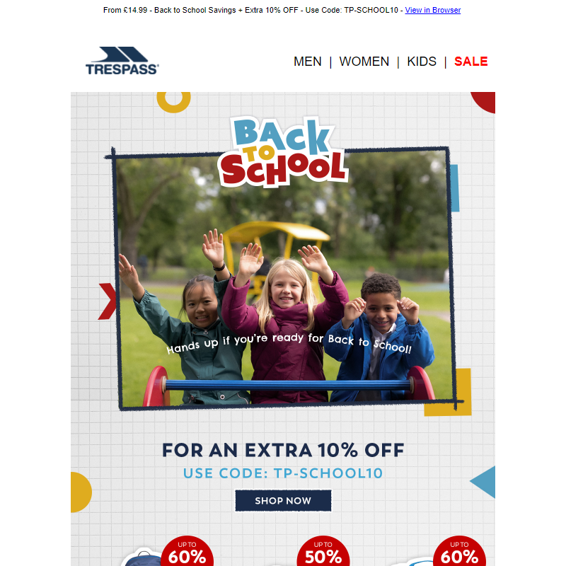 Up to 60% OFF Back to School Essentials