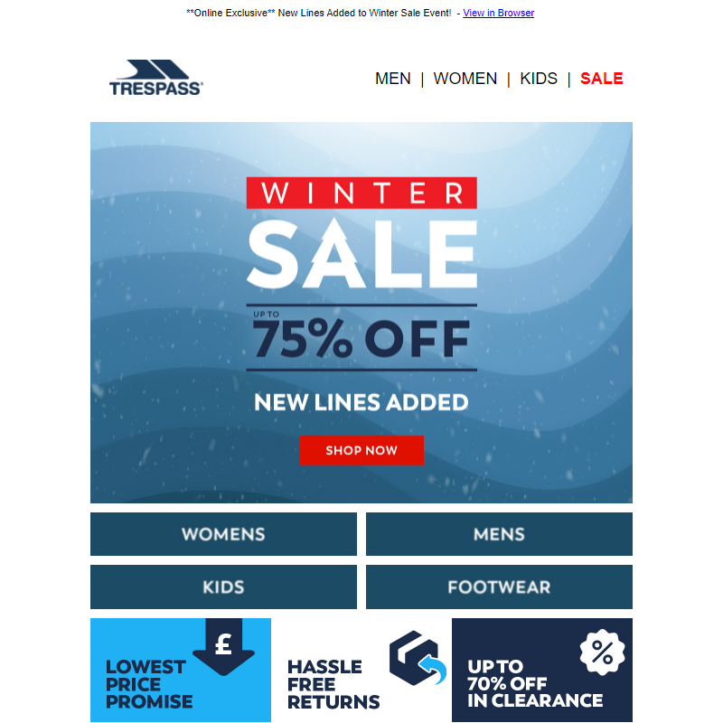 Up to 75% Off Winter Sale