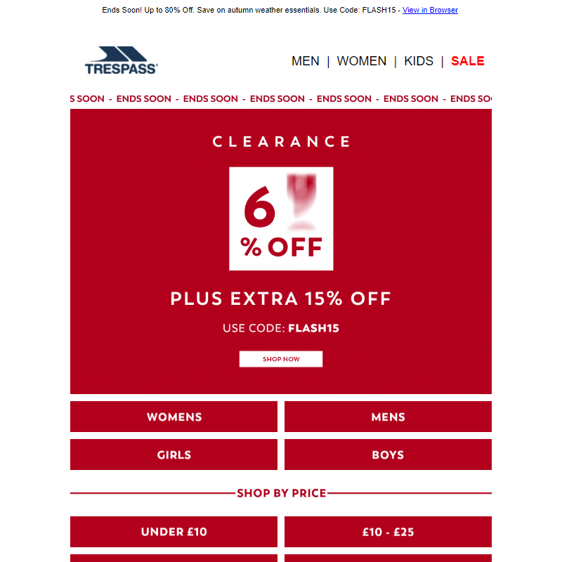 Clearance - Extra 15% OFF