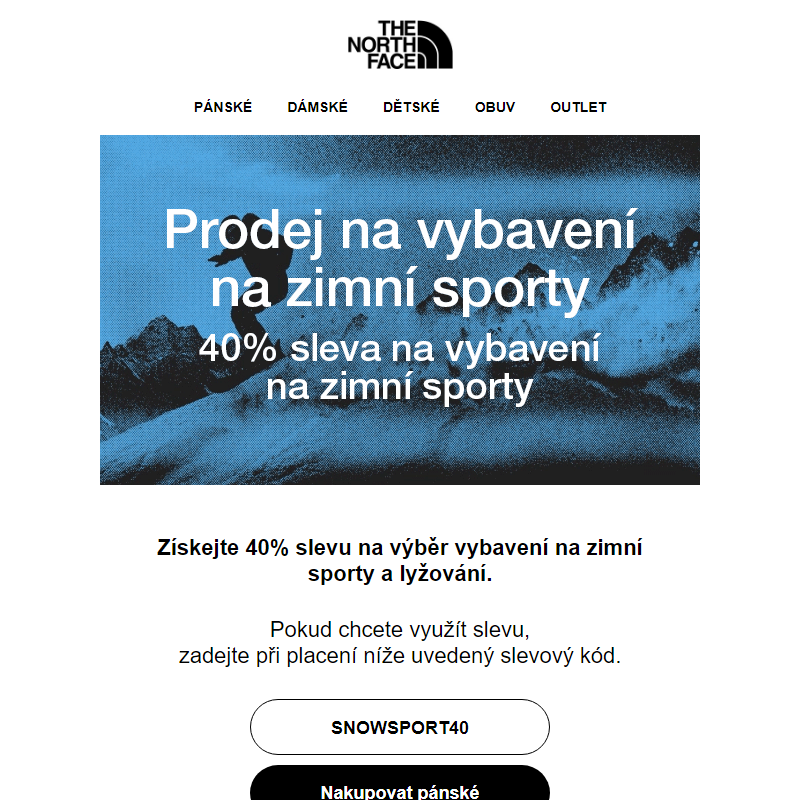 Sleva na zimní sporty: 40% sleva na vybavení na zimní sporty