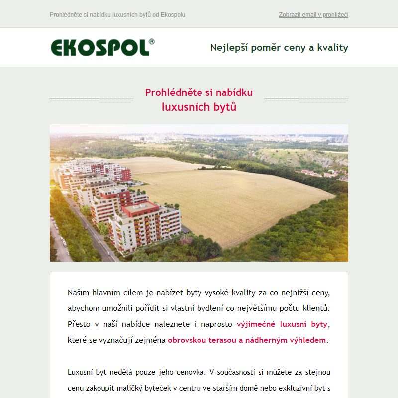 Prohlédněte si nabídku luxusních bytů od Ekospolu