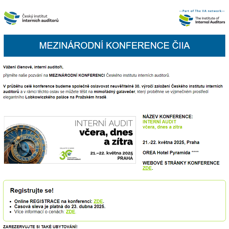 MEZINÁRODNÍ KONFERENCE ČIIA / 21.-22. 5. 2025 PRAHA