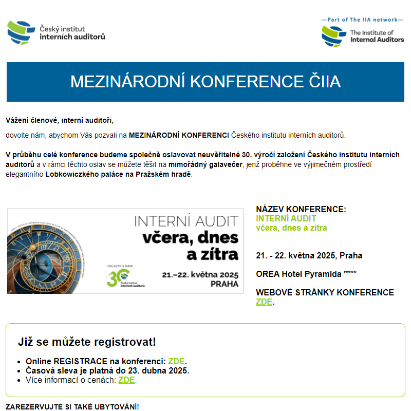 MEZINÁRODNÍ KONFERENCE ČIIA / 21. - 22. 5. 2024 PRAHA