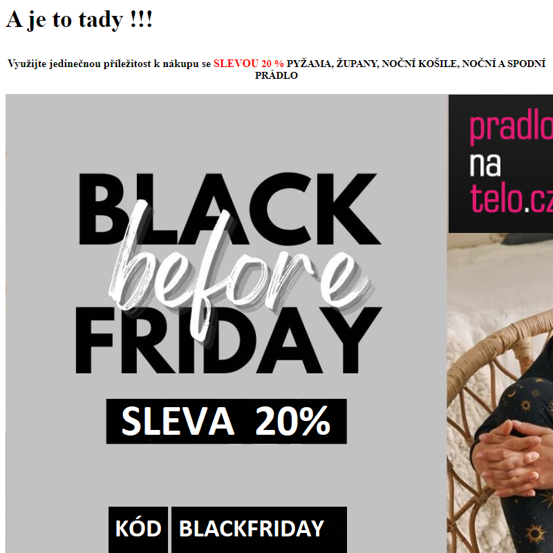 Black Friday SLEVA 20 %