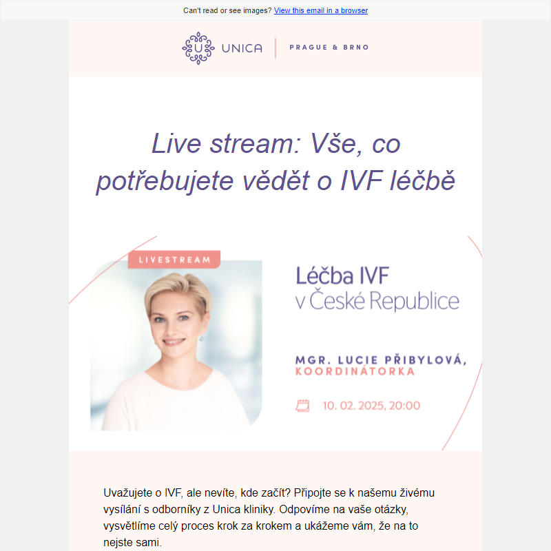 Live stream: Vše, co potřebujete vědět o IVF léčbě