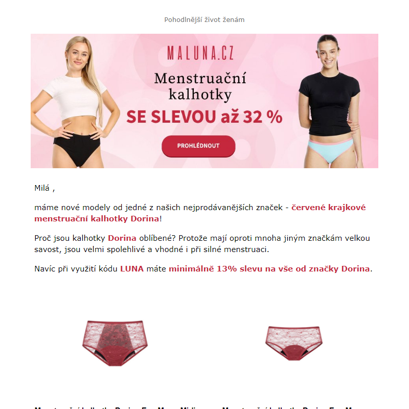 Nové menstruační kalhotky _