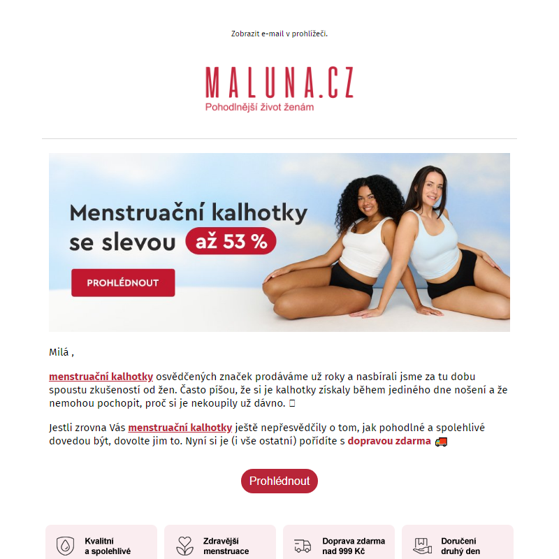 Menstruační kalhotky až -53 % a doprava zdarma _