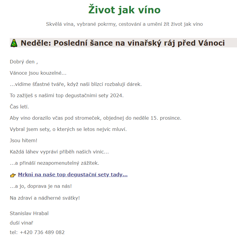 _ Neděle: Poslední šance na vinařský ráj před Vánoci