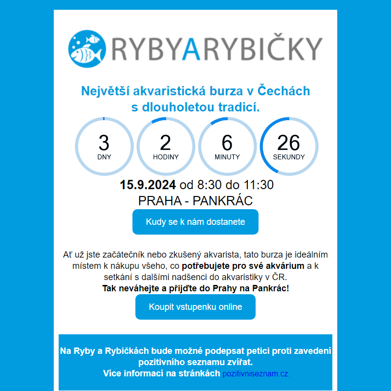 _ Ryby a rybičky 15.9.  /  _ Živá Exotika 19.10. / _ Terrabazar 21.9. / _ Botanická burza 28.9.