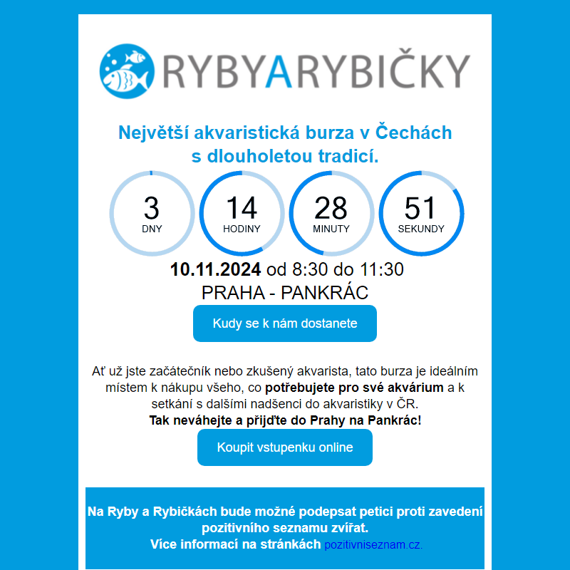 _ Botanická burza 9.11. / _ Ryby a rybičky 10.11. / _ Živá Exotika 16.11. / _ Terrabazar 7.12.