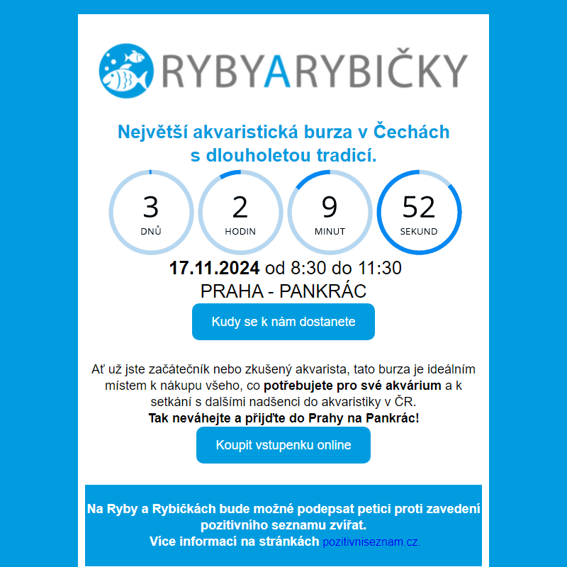 _ Ryby a rybičky 17.11. / _ Živá Exotika 16.11. / _ Terrabazar 7.12. / _ Botanická burza 14.12.