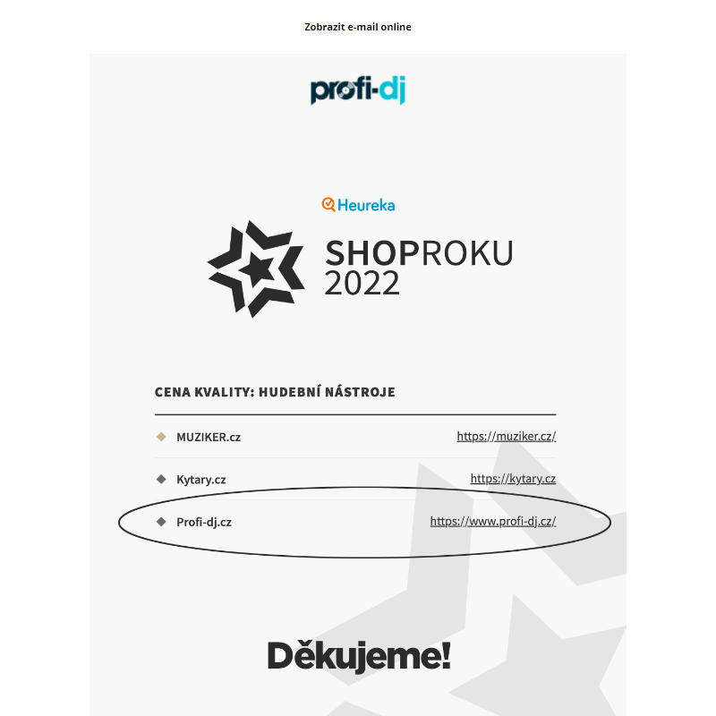 Jsme finalisté soutěže ShopRoku 2022, děkujeme _