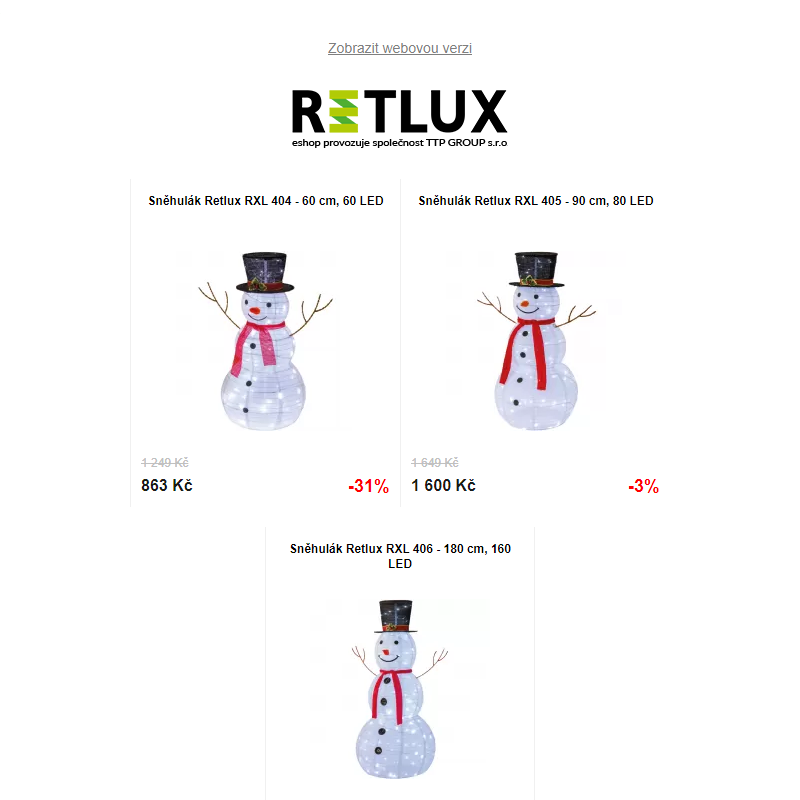 Rozsviťte cestu Ježíškovi: RETLUX dekorace a osvětlení se slevami až 50% + EXTRA SLEVA na celý nákup – Akce končí 15. prosince!