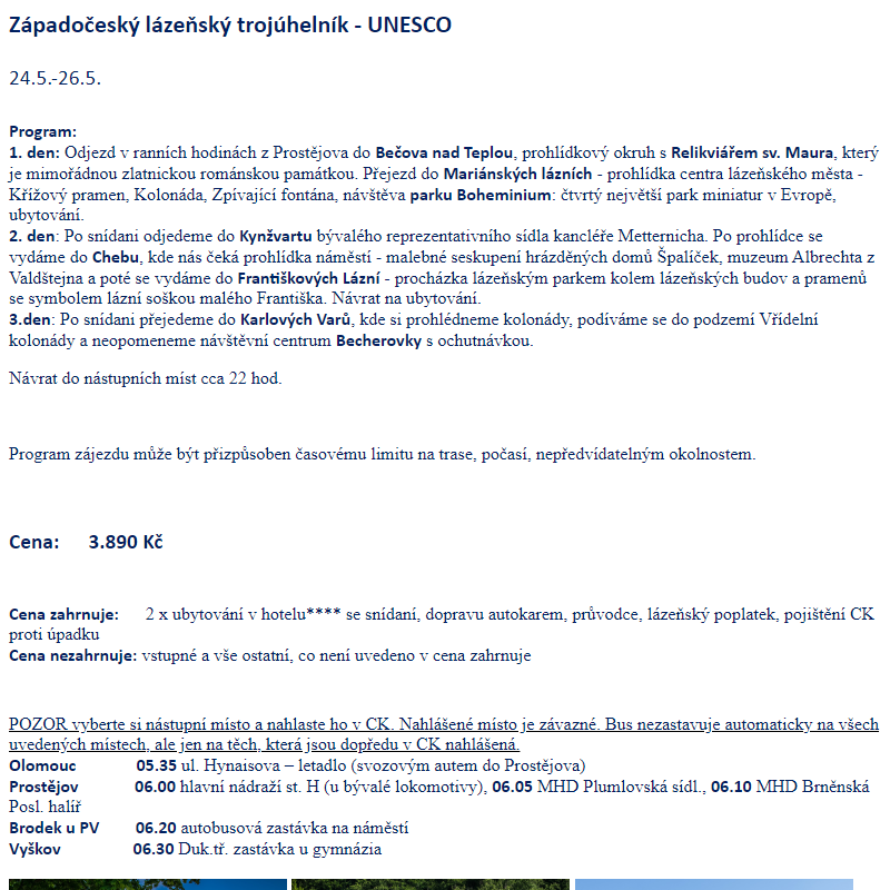 Západočeský lázeňský trojúhelník - UNESCO 24.5.-26.5.2024