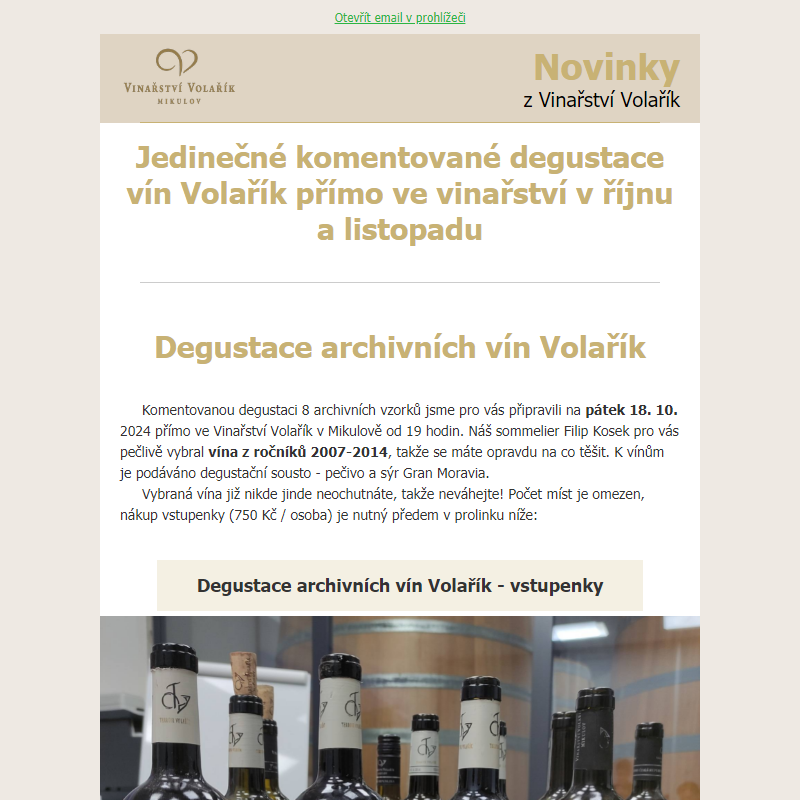 Novinky z Vinařství Volařík 6/24 - degustace, nová vína