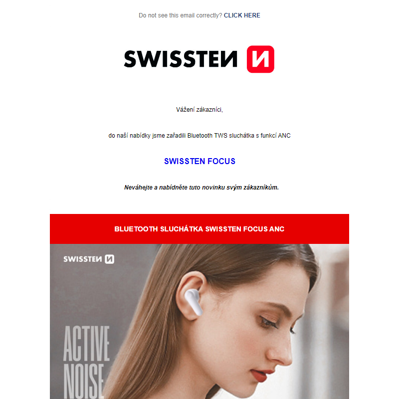 SWISSTEN FOCUS - TWS sluchátka s ANC