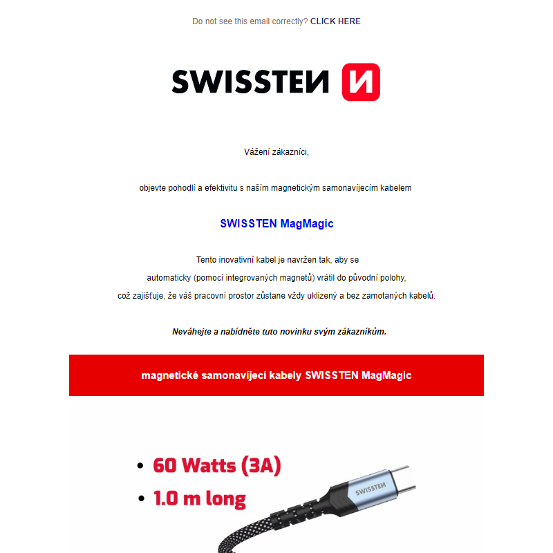 magnetické samonavíjecí kabely SWISSTEN MagMagic