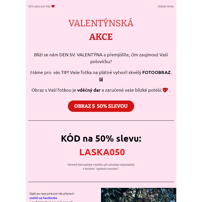 Ulovte si SLEVU 50 % a udělejte radost na Valentýna _