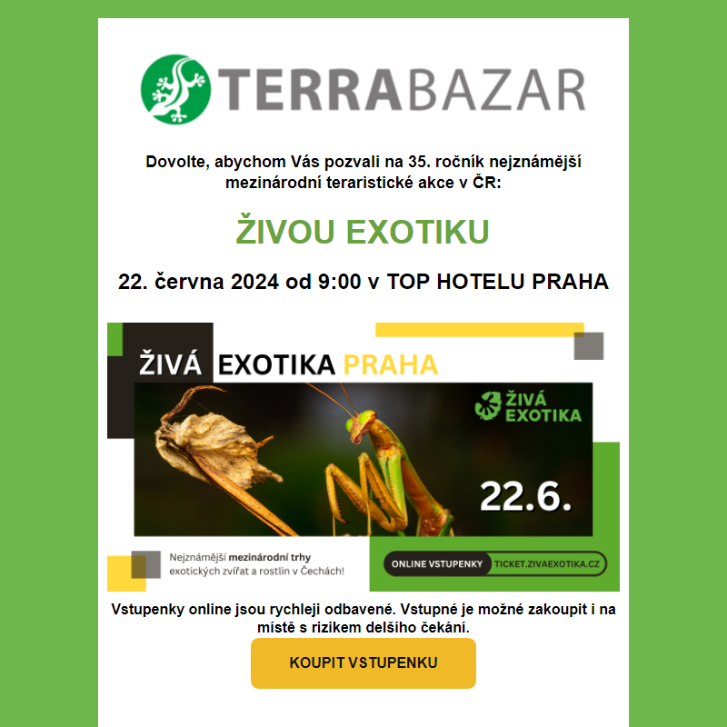 __ _ ŽIVÁ EXOTIKA 22.6.2024 -  Online vstupenka pro děti ZDARMA