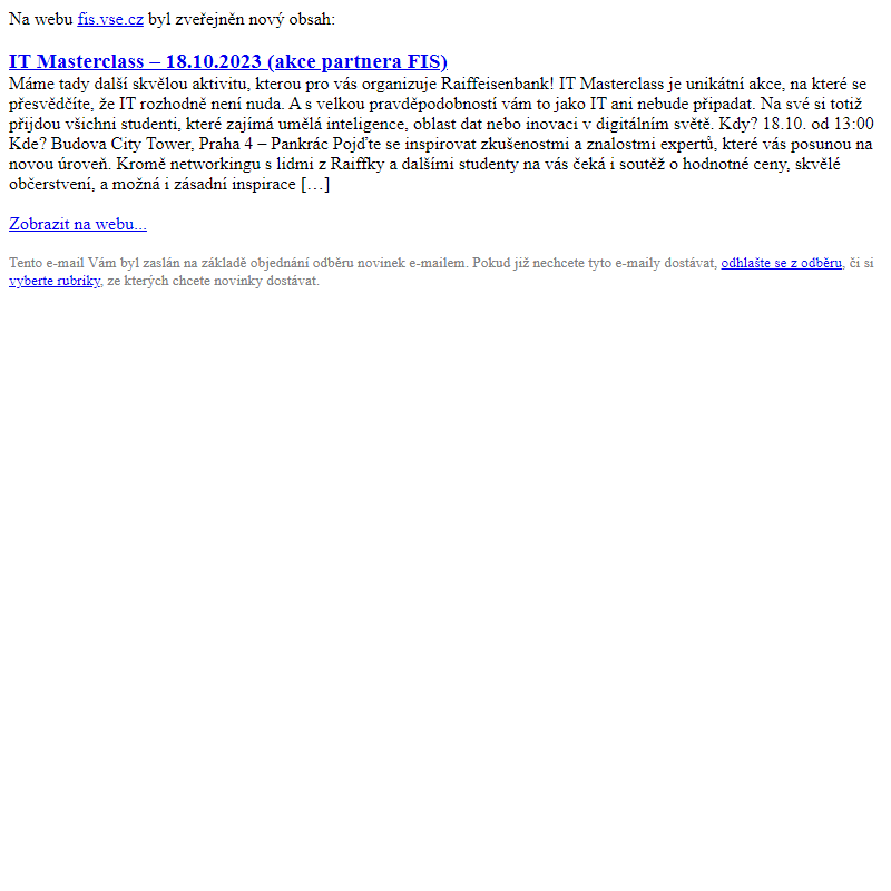 [FIS] IT Masterclass – 18.10.2023 (akce partnera FIS)