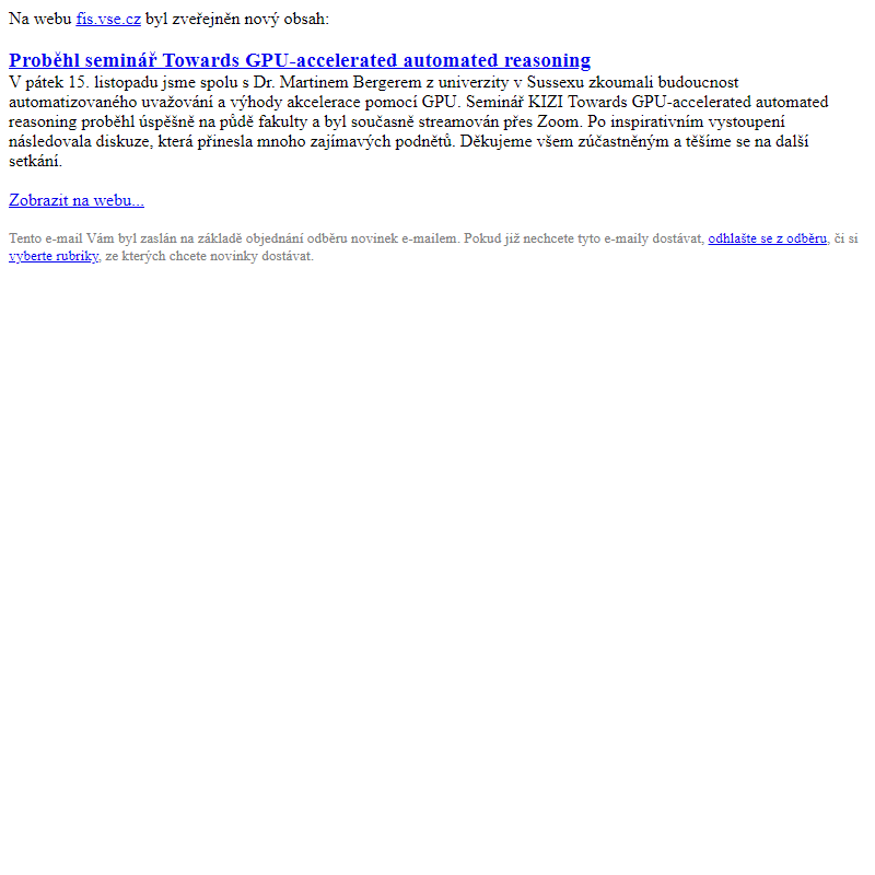 Proběhl seminář Towards GPU-accelerated automated reasoning