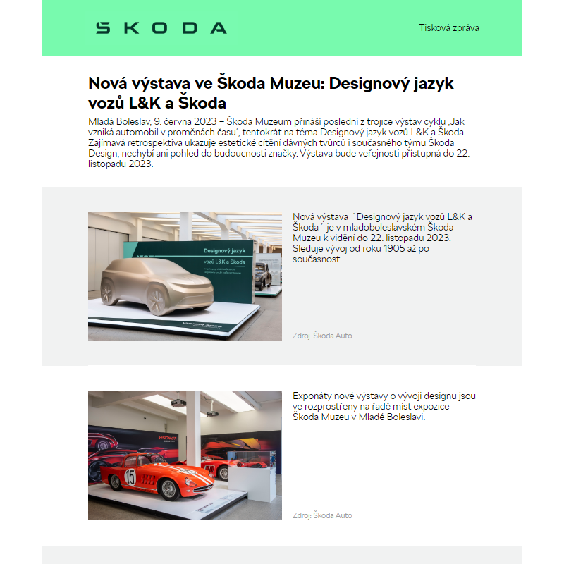 Nová výstava ve Škoda Muzeu: Designový jazyk vozů L&K a Škoda
