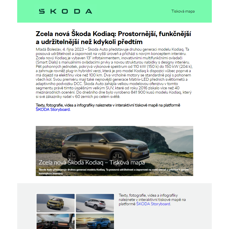 Zcela nová Škoda Kodiaq: Prostornější, funkčnější a udržitelnější než kdykoli předtím