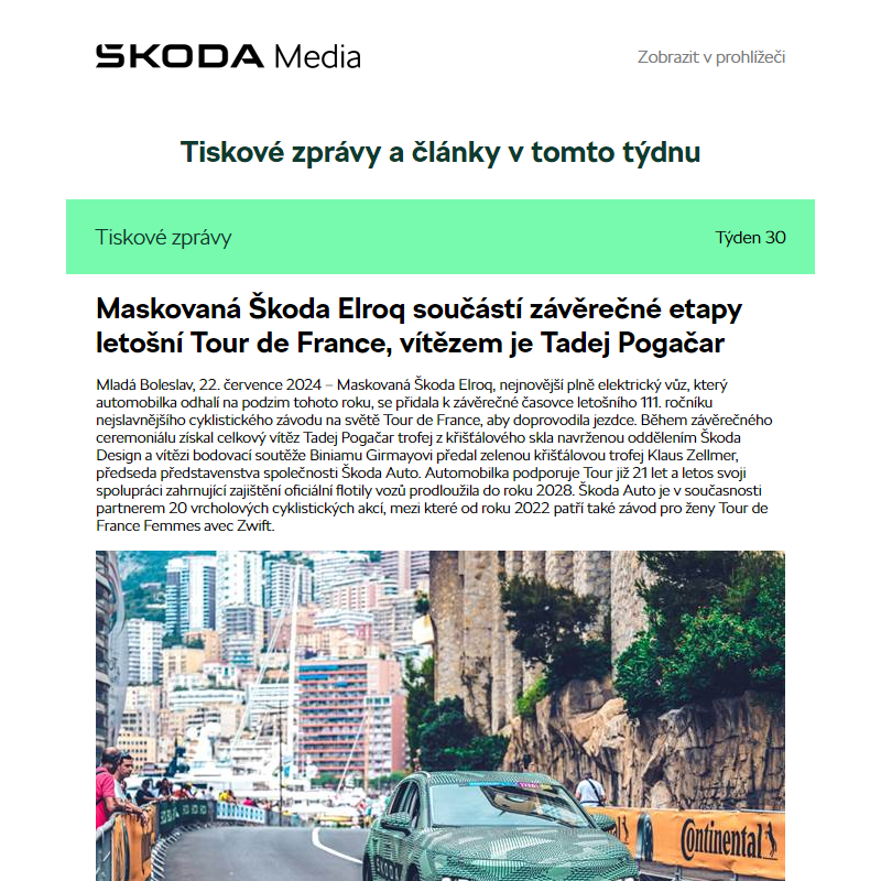 Škoda Media Newsletter, Týden 30