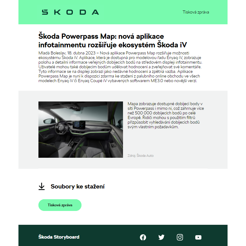 Škoda Powerpass Map: nová aplikace infotainmentu rozšiřuje ekosystém Škoda iV