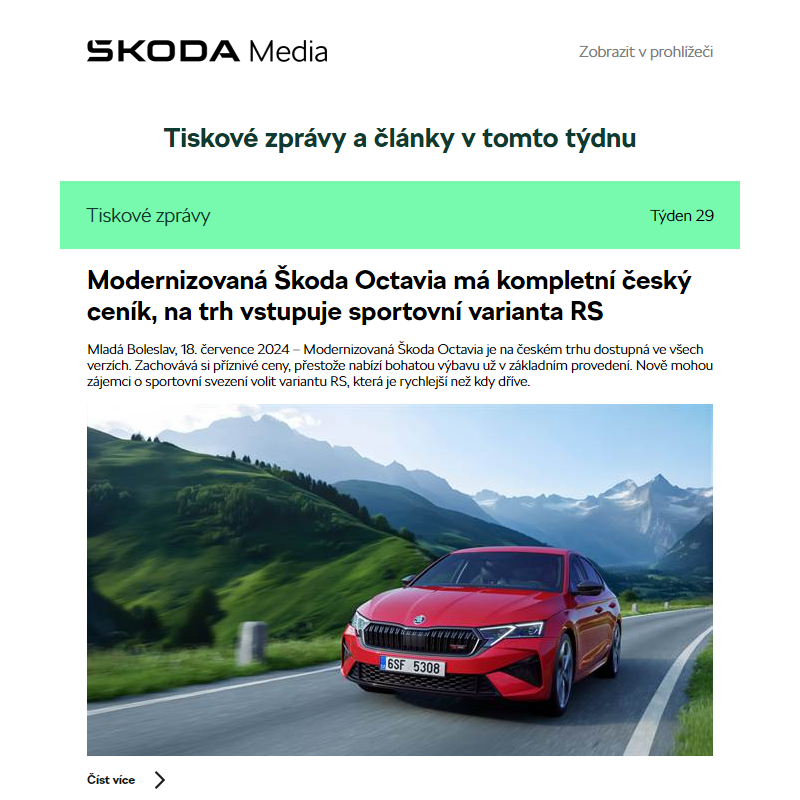 Škoda Media Newsletter, Týden 29