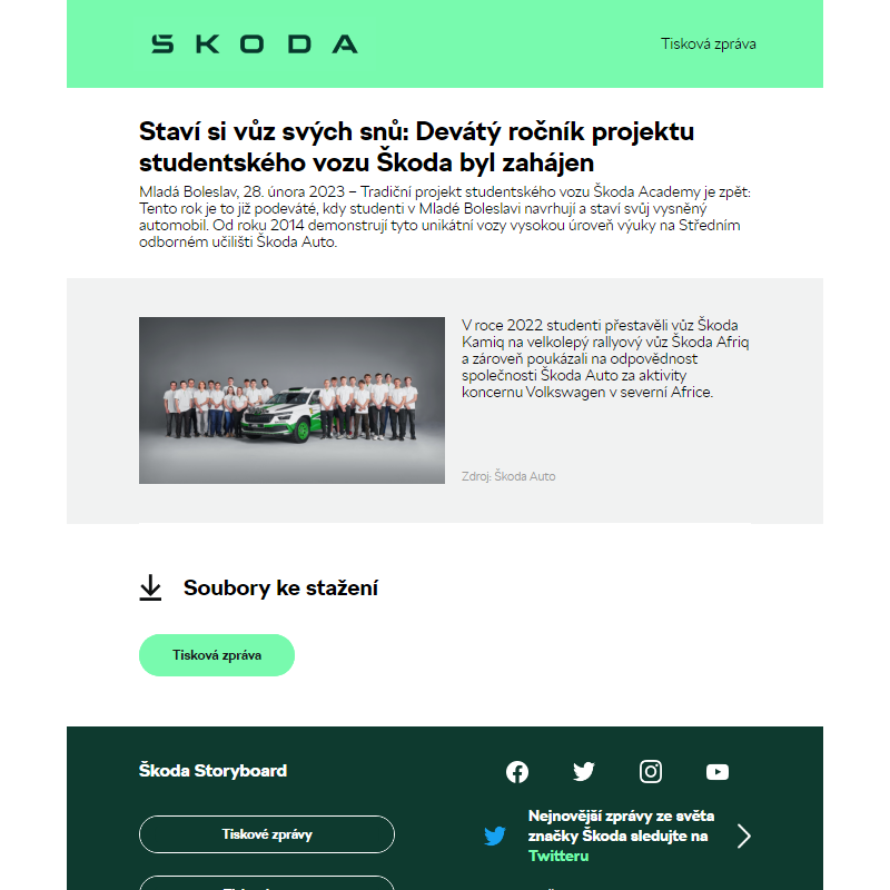 Staví si vůz svých snů: Devátý ročník projektu studentského vozu Škoda byl zahájen
