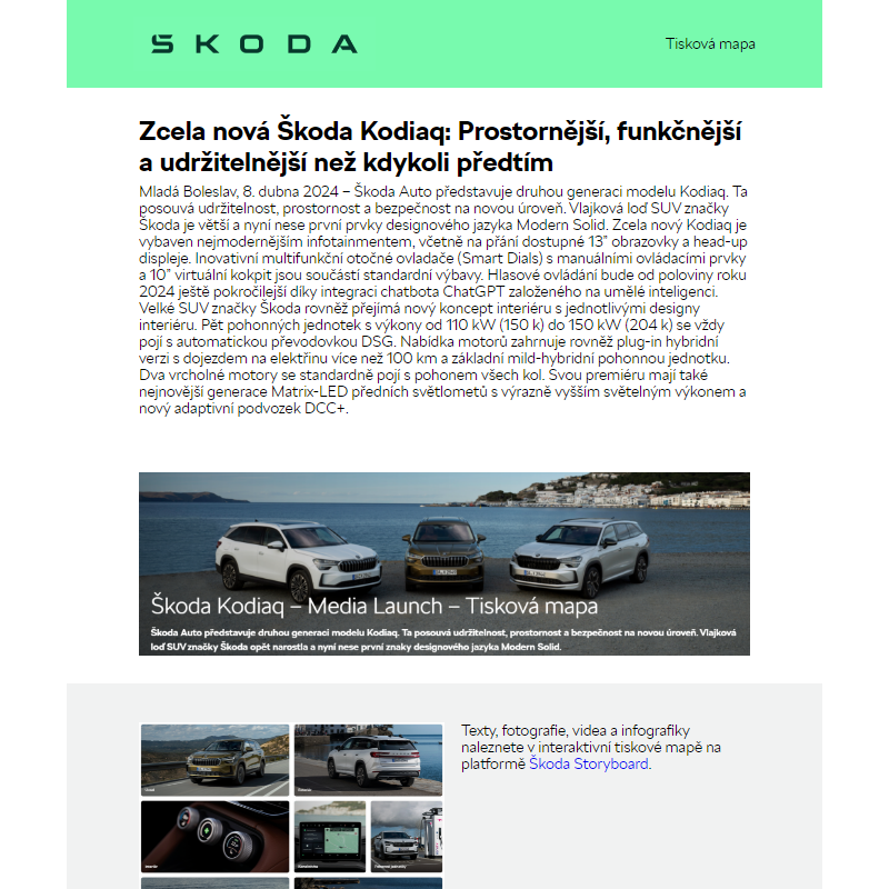 Zcela nová Škoda Kodiaq: Prostornější, funkčnější a udržitelnější než kdykoli předtím