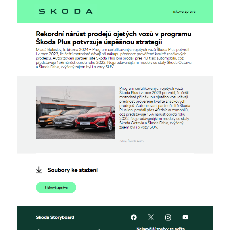 Rekordní nárůst prodejů ojetých vozů v programu Škoda Plus potvrzuje úspěšnou strategii
