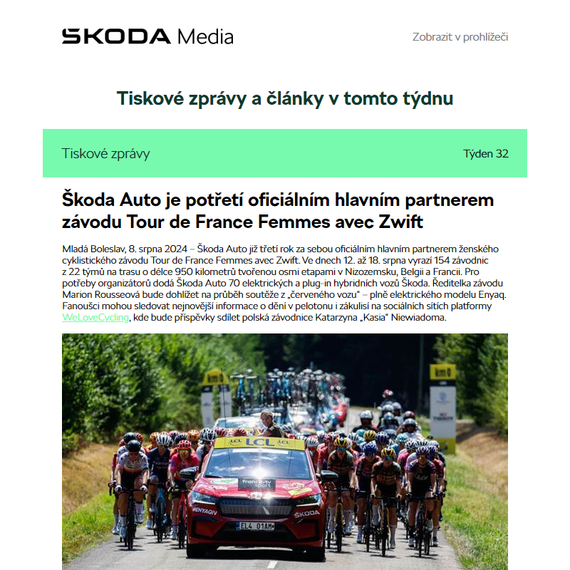 Škoda Media Newsletter, Týden 32