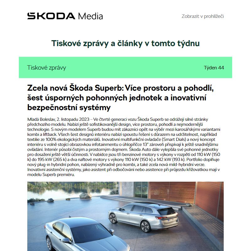 ŠKODA MEDIA NEWSLETTER, Týden 44