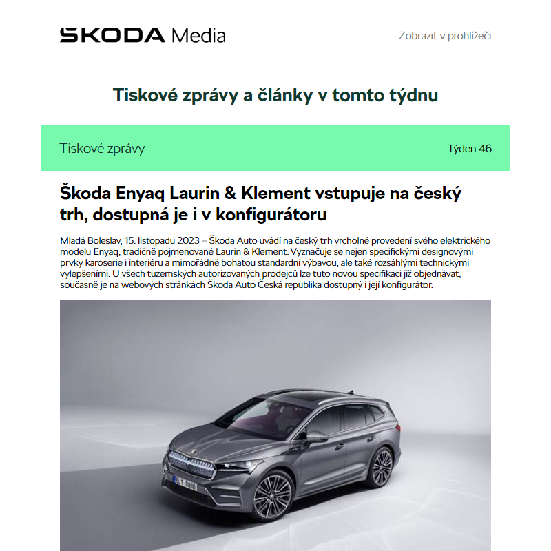Škoda Media Newsletter, Týden 46