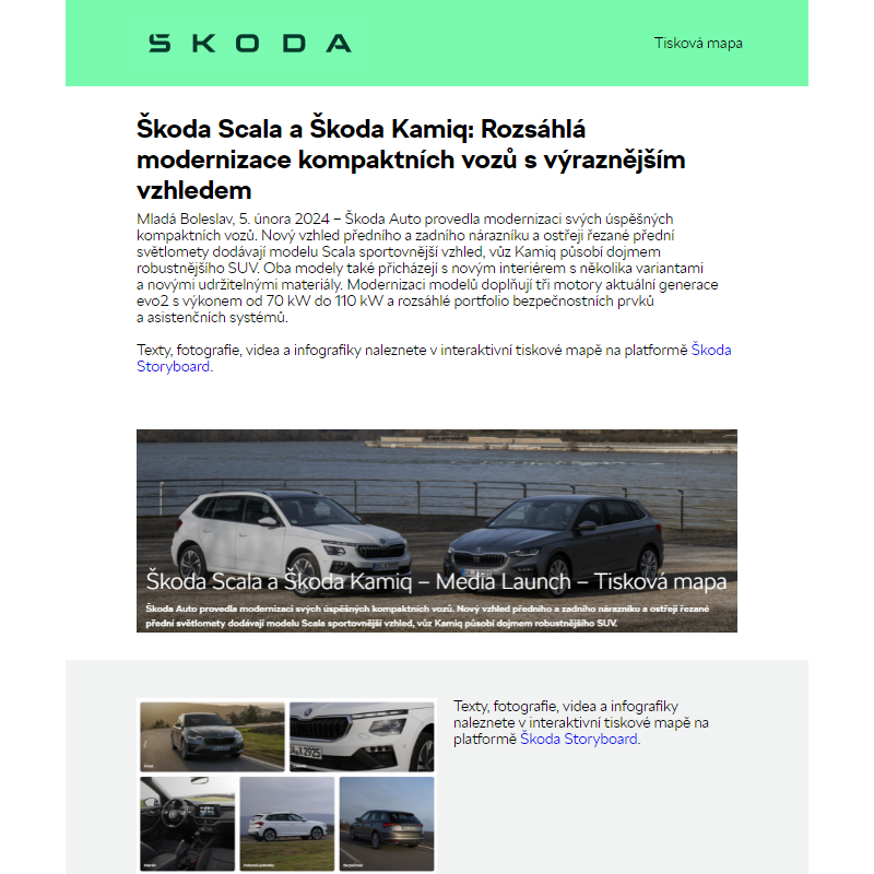 Škoda Scala a Škoda Kamiq: Rozsáhlá modernizace kompaktních vozů s výraznějším vzhledem