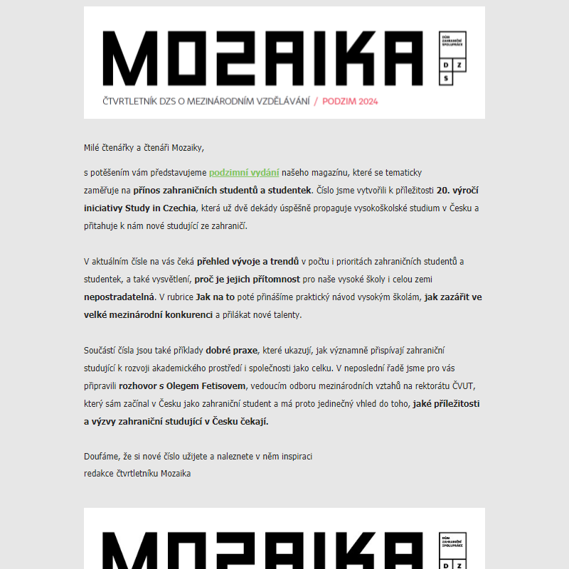 MOZAIKA – podzimní číslo